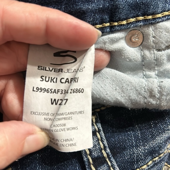 Silver Jeans Suki Capri‎ size 27 blue denim pants low rise - Picture 6 of 7